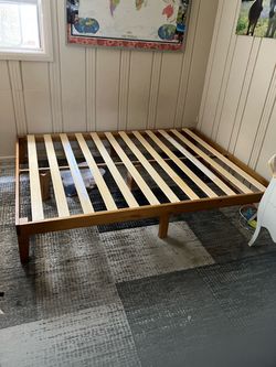 Queen wood bed frame and nectar mattress