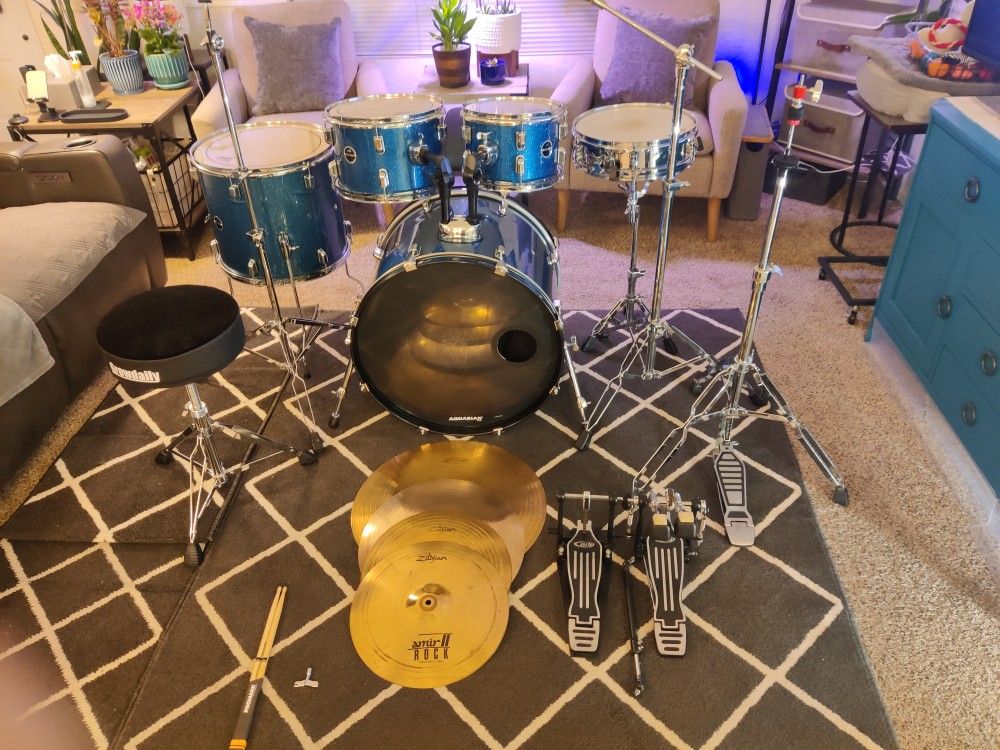 Pdp By DW 5 Pc Drum set Complete Cymbals Stands Throne Double Bass Pedals Ready To Play Bateria
