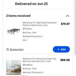 Twin bed and mattress, like new