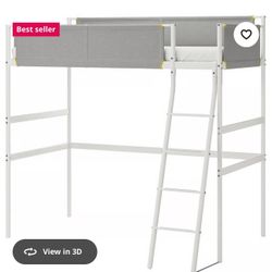 Loft bed frame, white/light gray, Twin, IKEA