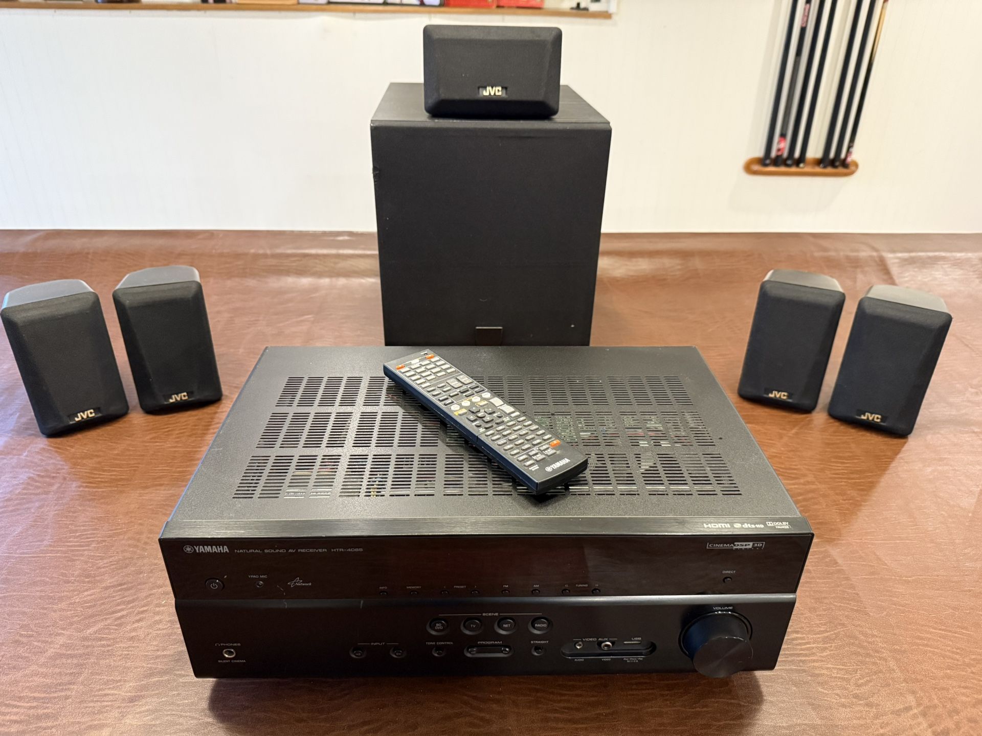 Yamaha HTR-4065 AV receiver- with surround sound speakers- OBO