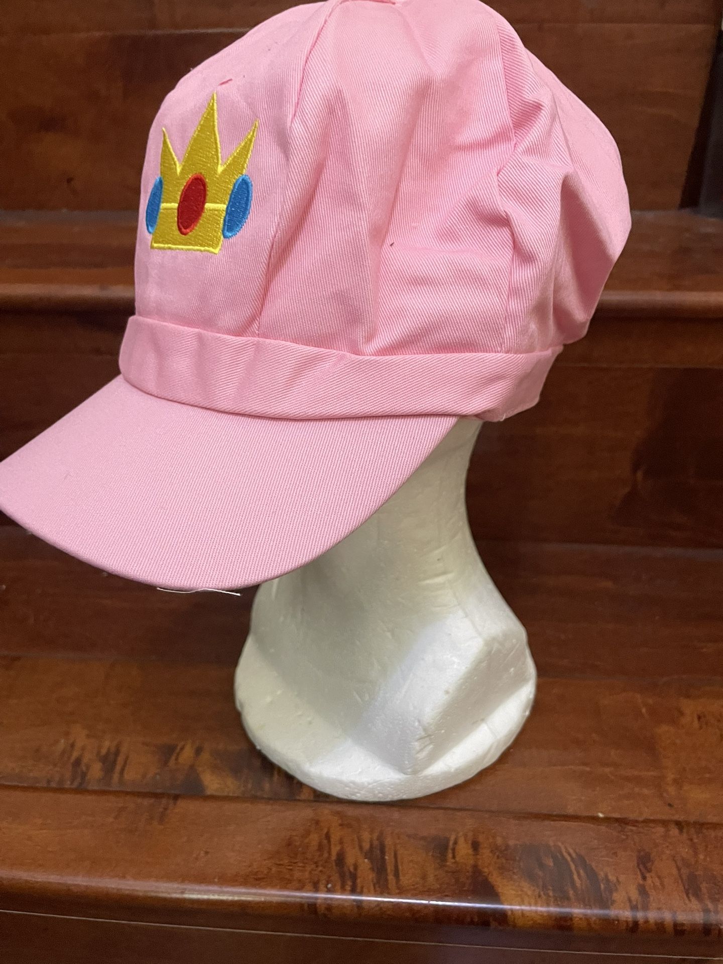 Coser Super Mario Princess Peach Adult Pink Crown Cosplay Hat Cap Costume New