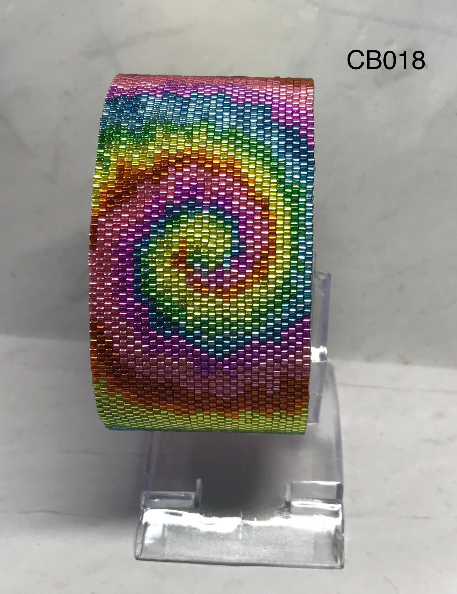 1.5" Tie Dye Print Beaded Cuff Bracelet