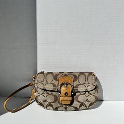 Vintage Coach Soho Brown Leather Mini Wristlet