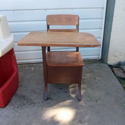 Old Fashioned Metal And Wood Child Desk