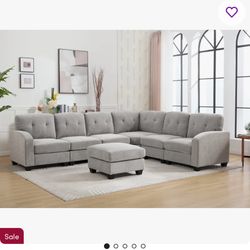 Large Gray Sectional Sofa – Excellent Condition