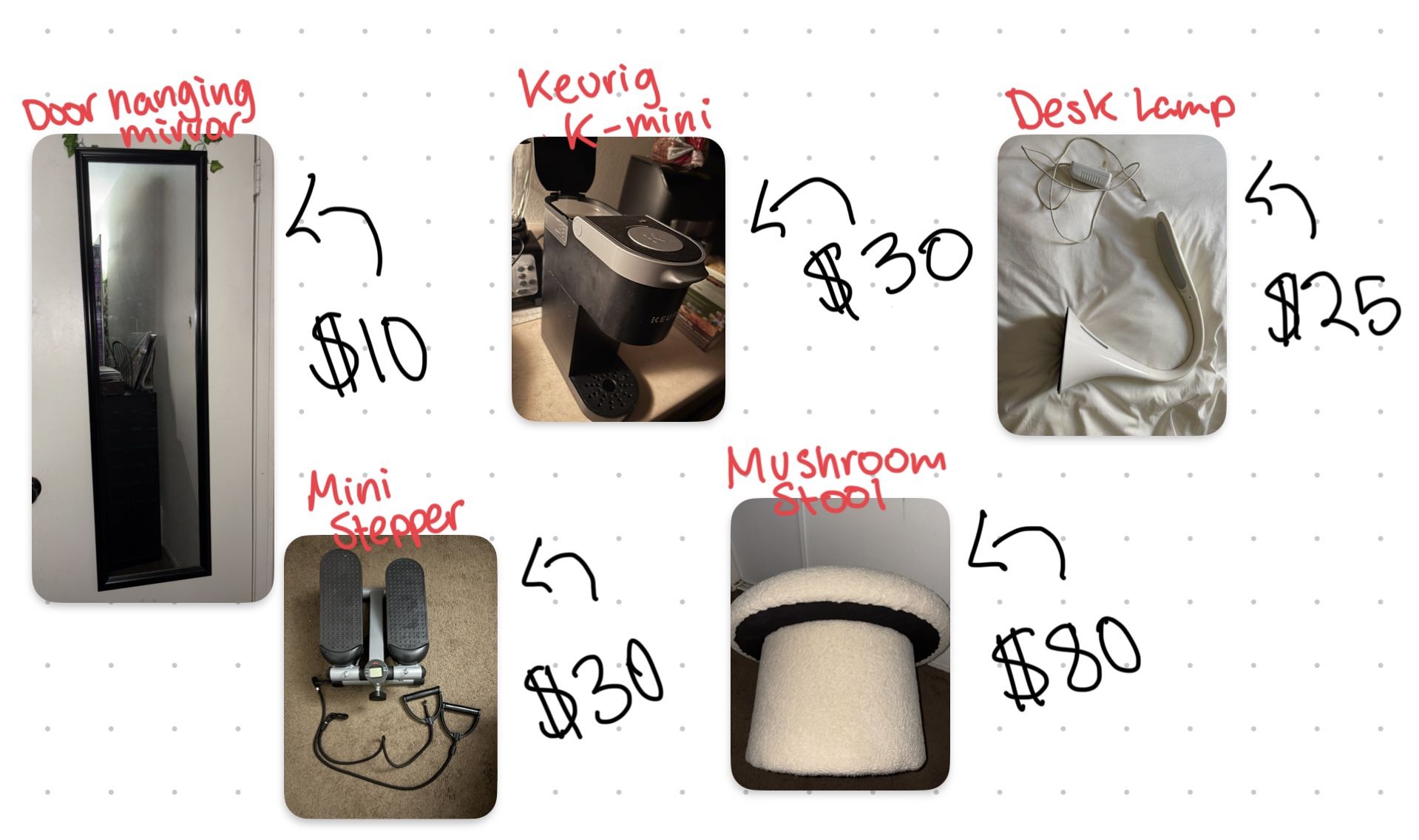 All items can be sold together or separately