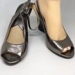 MICHAEL KORS Silver Snake Print Wedge SIZE 7M