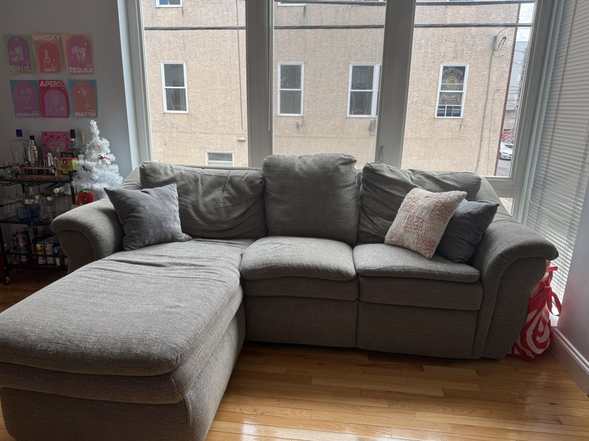 Recliner Light Grey Sectional Couch