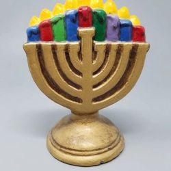 Like NEW Vtg 80/90s Hanukkah Menorah Colorful Molded Shape Candle