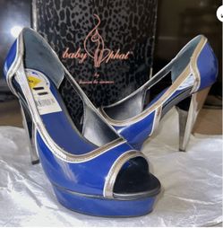 Baby Phat Blue Silver Heels size 6