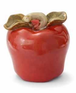 Red Ceramic Apple-Shaped Candle Holder