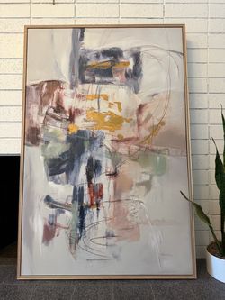 Large Framed Abstract Canvas Painting 40”Wx60”H