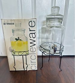 Circleware Al Fresco Beverage Dispenser with Spigot and Wrought Iron Stand
