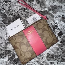COACH Wristlet – Brand New with Tags – Signature Print & Pink Stripe