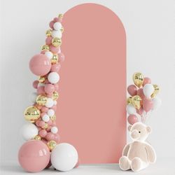 Wokceer 6 x 2.6 ft Spandex Dusty Rose Arch Cover, Double-Sided, for Wedding Ceremony, Birthday Party Decorations and More