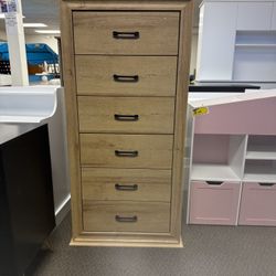 Wood Tall Dresser with 6 Drawers, 52.9''H Narrow Dresser for Bedroom, Storage Cabinet for Living Room, Oak 