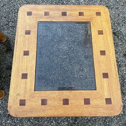 Vintage Made in Taiwan Smoked Beveled Glass Square Inlay Coffee Table and End Table Set 