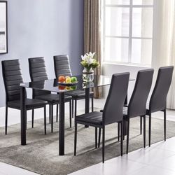 6 seater dining room table with chairs