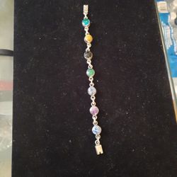 Sterling Silver Multicolor Stone Bracelet from Mexico 