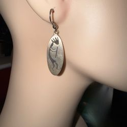 Vintage Hopi Sterling Silver Kokopelli Dangle Earrings
