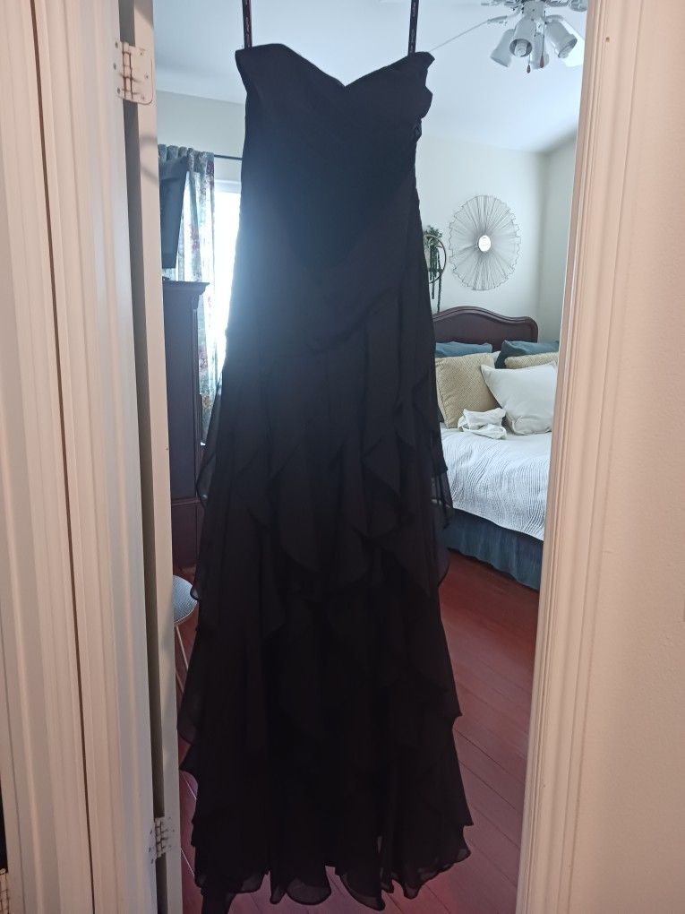 Long Black Chiffon Formal Dress