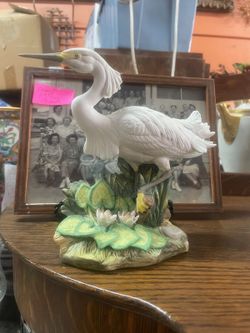 Vintage porcelain bird crane figure 6"