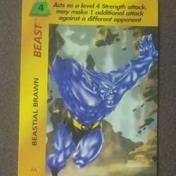1995 Fleer Marvel Beast OverPower Card Beastial Brawn Game Vintage Collectible Comics AA