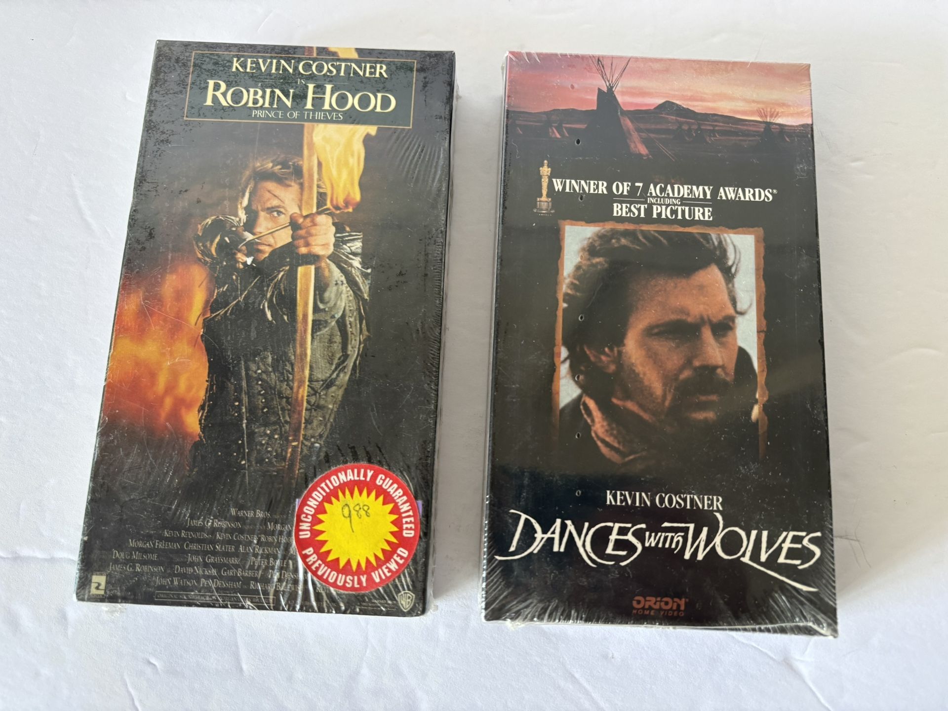 New Sealed VHS Kevin Costner Movie Lot Robin Hood & Dances With Wolves
