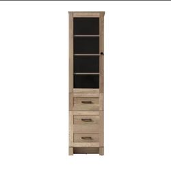 TIMELESS HOME 16 in. W x 18 in. D x 65 in. H Beige Freestanding Linen Cabinet
