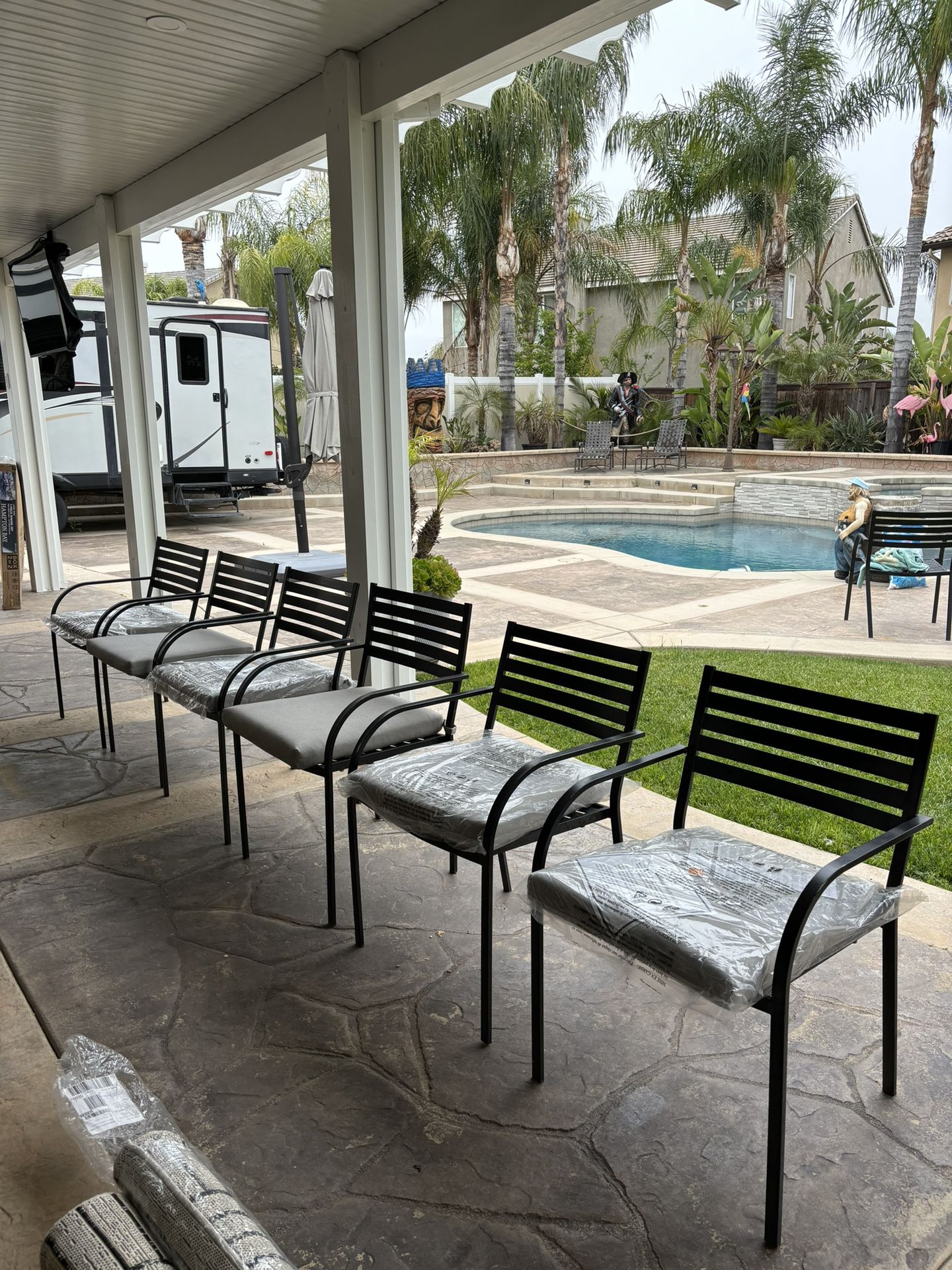 Patio Table and Chairs with Sunbrella Cushions Set 