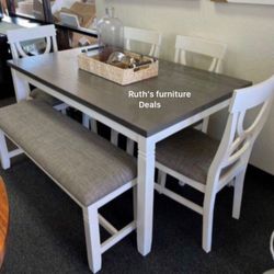 Elegant No Tax 6-Pc White & Gray Dining Set
