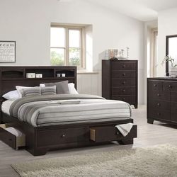 Queen Bed Frame w/ Side Storage 