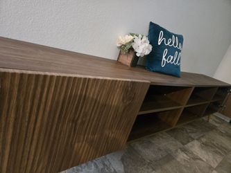 Modern Walnut TV Stand with Open Shelving
