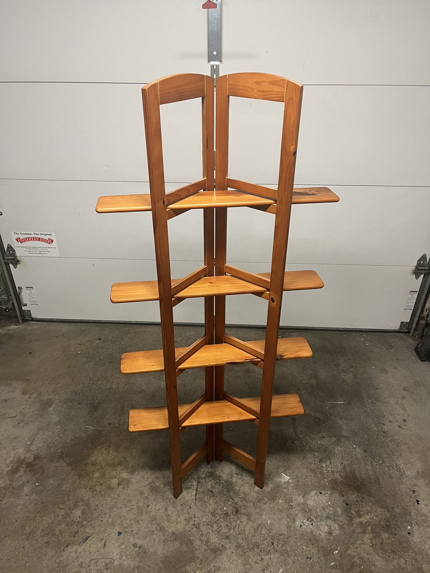 Solid Wood Corner Stand With Removable Shelves for Easy Fold Up and Storage