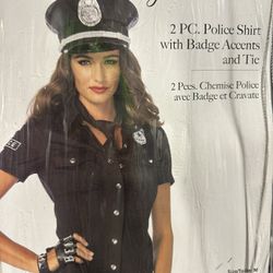 Police Shirt With Badge Accents And Tie