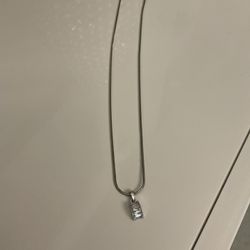 Sterling Silver Chain With Sterling Silver Charm With CZ