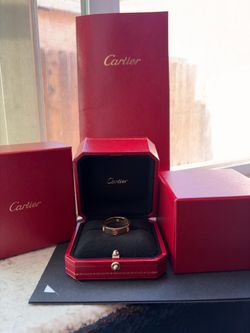 Cartier love ring 3 diamonds size 60 in rose gold