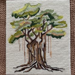 Handmade Banyan Tree embroidered Art