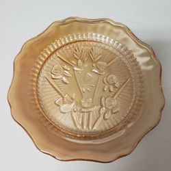 Jeannette Glass Iris and Herringbone Marigold Dish

