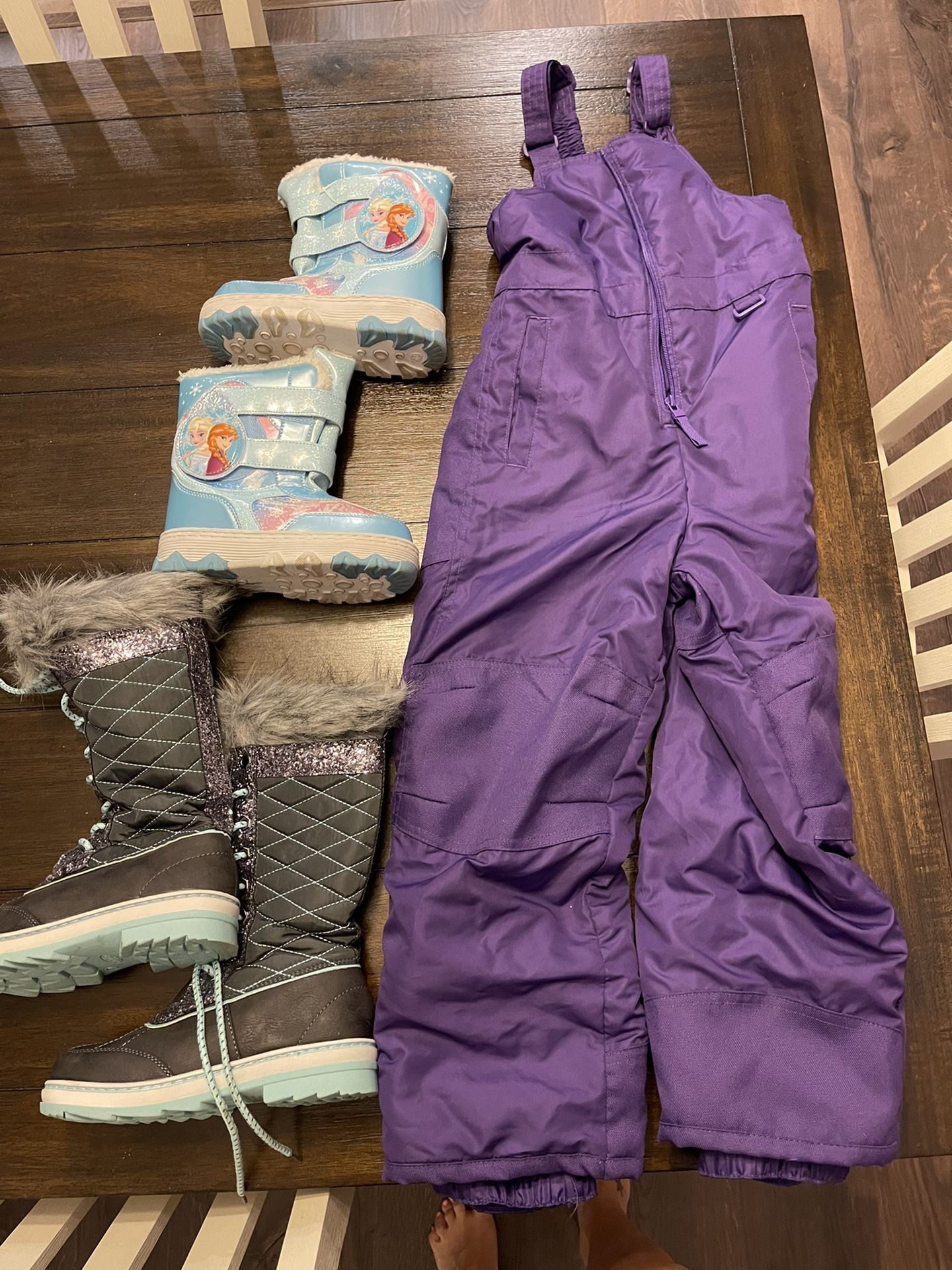 Size 5T Snow Pants And Size 12 Snow Boots & Size 2M Snow Boots 