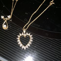 Diamond Heart Pendant And Gold Chain
