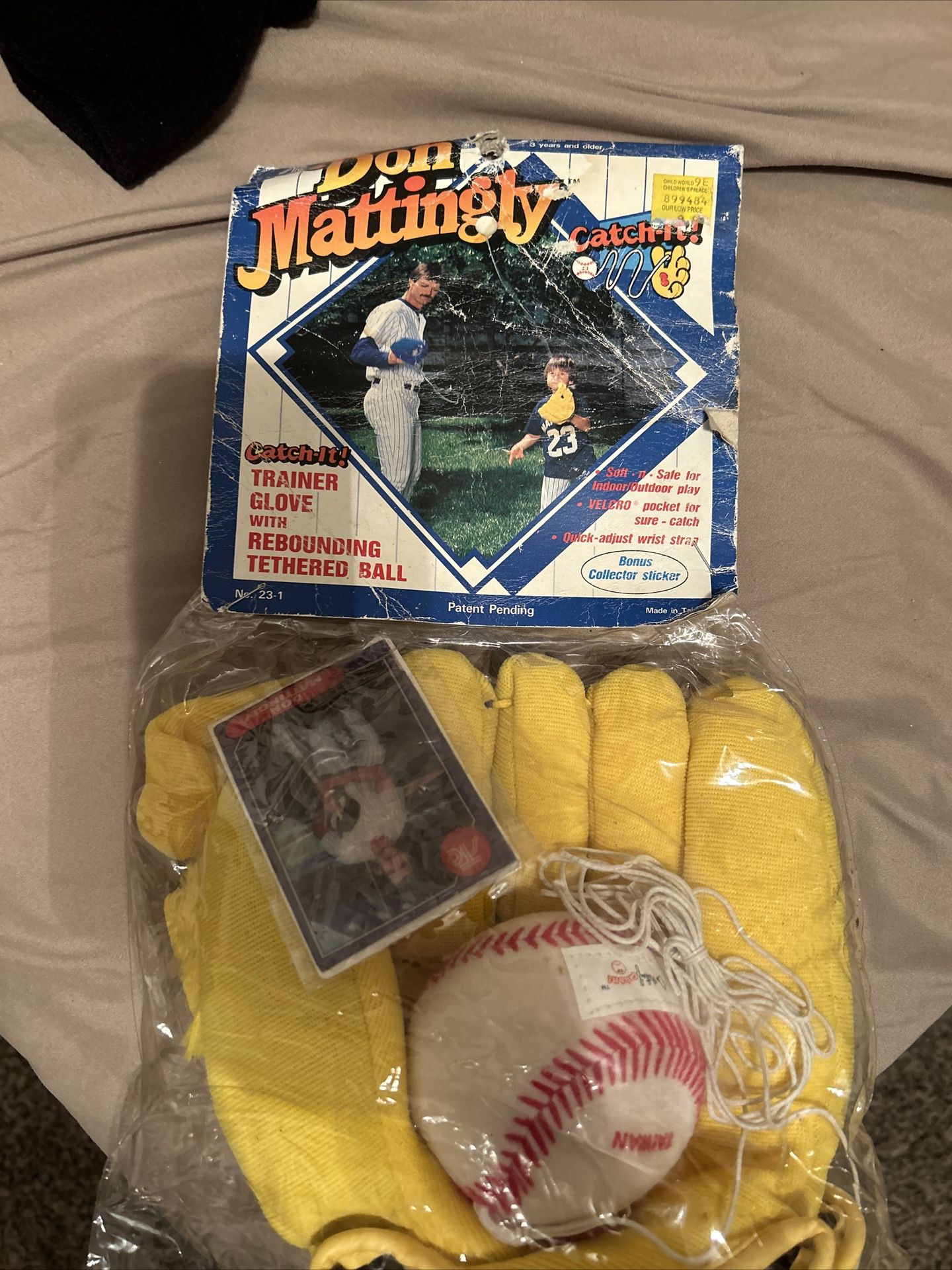 Vintage New Don Mattingly Toy Glove And Ball Set
