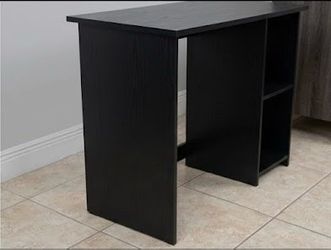 Black Wood Grain Desk with Shelves
