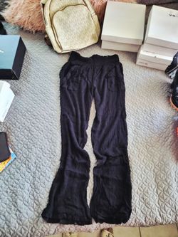 Black Flare Pants with Elastic Waist