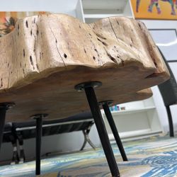 solid wood live-edge stump coffee table