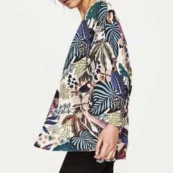 Kimono cardigan tropical print summer Womens Top Clothing 