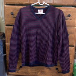 Brooks Brothers Red Fleece V-Neck Long Sleeve Sweater Size Medium