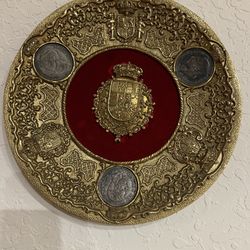 Antique RARE Spanish Coin Ensemble Plate