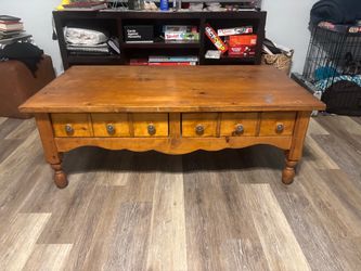 Rustic Wood Coffee Table with Drawers